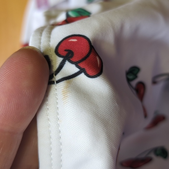 2/$25-Skinny Dip Cherry Print Y2K Vibes Highrise Bikini With Tie Top Size S/M - Picture 10 of 10